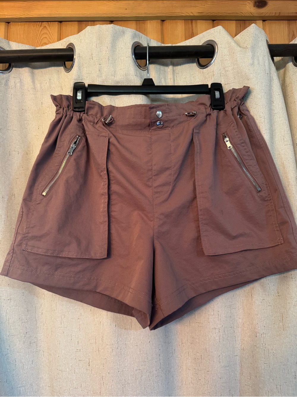 CALIA by Carrie Underwood High-Waist Paperbag Shorts in Mauve
